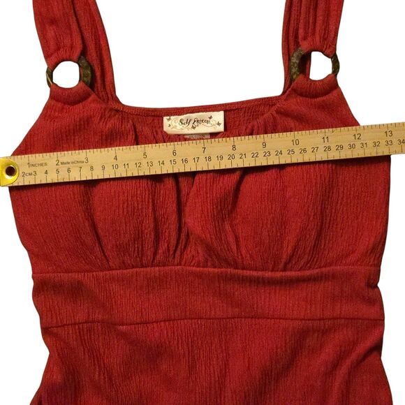 Y2K Self Esteem Top M Pink Smocked Baby Doll Gauzy Stretchy 90's - Picture 7 of 9